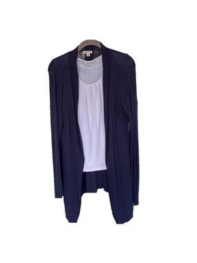 Long Open Front Navy Cardigan Open Size Medium
